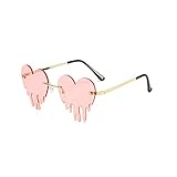 Dripping Heart Sunglasses for Women Melting Heart Shaped Rimless Personality Fashion Party Glasses