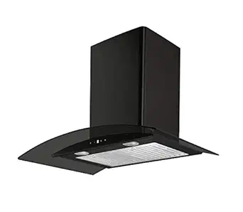Hafele Curve 60X, 800 m3/hr Designer Wall mounted Chimney (2 Stainless Steel Baffle Filter, Super Illuminating LED Strip Panel, Touch Control with Digital LED Display), Black
