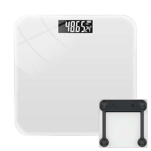 Báscula de Baño Digital de Alta Precisión – Incrementos de 0,1 lb (50 g), Pantalla LCD Iluminada, Tecnología Step-On, Capacidad hasta 180 kg / 400 lb – Color Blanco