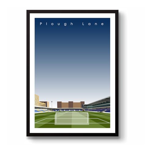 GroundDesigns AFC WIMBLEDON Football Gift PLOUGH LANE Cherry Red Records Stadium Art Stampa A3 senza cornice AFCW