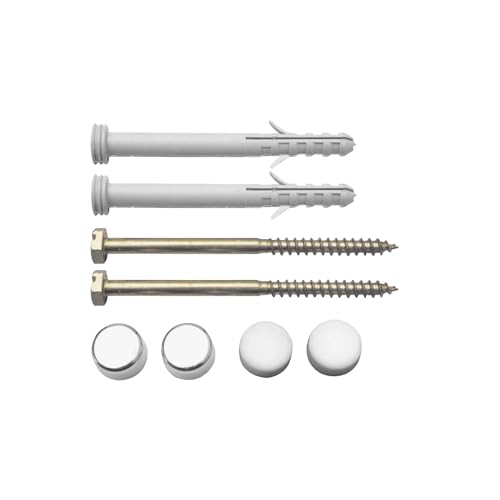 tecuro -436785- Ensemble de fixation pour WC 6 x 85 mm avec 2 capuchons de protection chromés et en plastique