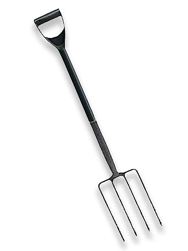 rightclick Carbon Steel Garden Fork Heavy Duty, Lightweight Digging Fork, Garden digging Fork With Tilted Plastic D-Grip Ideal For Loosening Of Soil, Planting, Digging_ 102x 18 cm