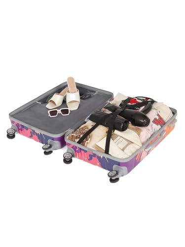 Image of Teakwood World Small 65 cm Check in Size Trolley Bag Polycarbonate 360 Degree 8 Wheels Luggage Bag with TSA Lock, Adjustable Handle Trolley Bags for Travel, Suitcase for Travel | Wave Pink