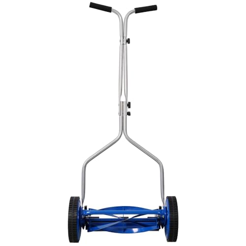 14 Inch Manual Push Lawn Mower with 5-Blade Ball Bearing and 8.5-Inch Composite Wheels, Luxebough...
