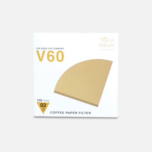 Image of TGL Co. V60 Brown Coffee Filter Papers Size 02-100 Count | Bleach-Free Cone-Shaped Paper Filters | Natural Paper Filter for Pour Over & Drip Coffee Maker | Disposable, No Blowout Design