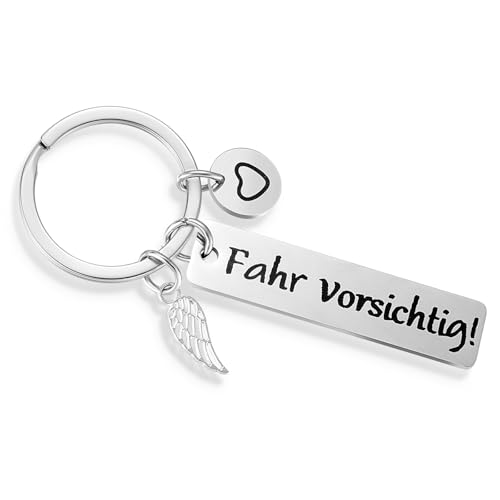 Fahr Vorsichtig Schlüsselanhänger Schutzengel Auto Glücksbringer Weihnachtsgeschenke Kleinigkeiten Adventskalender Füllung Männer Führerschein Bestanden Geschenk für Frauen Freund Partner Vater Papa