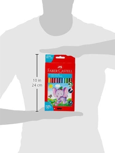 Faber-Castell Jumbo Boya Kalemi, 12 Renk, Kalın Gövde ve Uç, Kırılmaya Dirençli Özel Yapıştırma Sistemi, Kolay Açılır, Çocuklar İçin Güvenli
