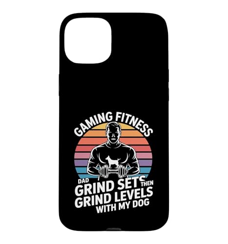 Gaming Fitness Dad Grind Set Then Level With My Dog �X�}�z�P�[�X iPhone 15 Plus �p