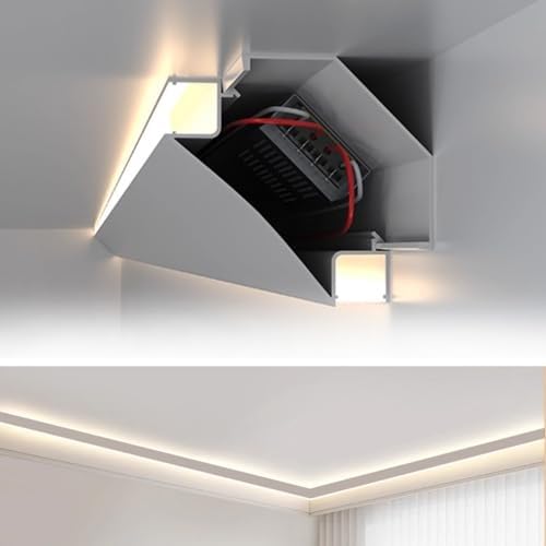 Aluminiowa listwa koronowa do montażu powierzchniowego z kanałem oświetleniowym LED, elastyczny dyfuzor z taśmą świetlną do dekoracji domu - dostępna w rozmiarach 1 m, 2 m, 3,5 m, 6 m, 10 m