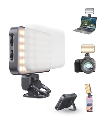 TONEOF 96 LED Handy Licht mit Weichem Diffusor und Integriertem Ständer, Wiederaufladbare Kameralicht, Videokonferenzlicht mit mehrfacher Helligkeitseinstellung, Tragbares Selfie Licht-Schwarz