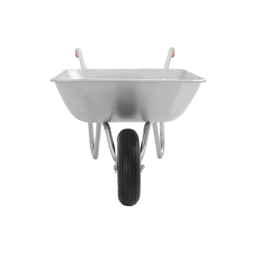 Requisite Needs 65L Cart Garden Wheelbarrow, Galvanised, Silver, Pneumatic Tyre 100KG Capacity - 2