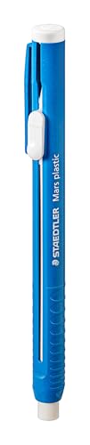 Image of STAEDTLER Mars Plastic Eraser Pen with Refillable Holder, German-Made Eraser for Pencils, Smudge-Free & Tear-Free Precision, Retractable Design with Clip, Blue