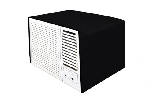 Image of Waterproof Polyester Window AC Cover 1.5 Ton - Indoor & Outdoor Combo Set with Elastic fit | All-Weather Dustproof UV & Scratch Protection, Durable Secure Fit-(Black)