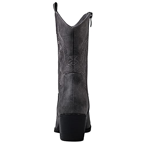 Image of GLOBALWIN Women's Mid Calf The Western Cowgirl Boots Fashion Cowboy Boots For Women Chunky Low Heel