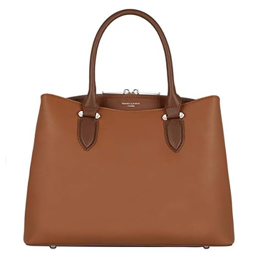 David Jones - Dam Handväska Elegant - Handtag Väska PU Läder - Många Fickor Shopper Tote - Axelväska Crossbody Bag - Mode Arbete Kontor Kvinnor - Brun