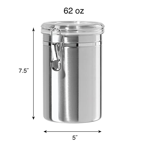 image for Oggi Stainless Steel Kitchen Canister 62 fl oz - Airtight Clamp Lid, C