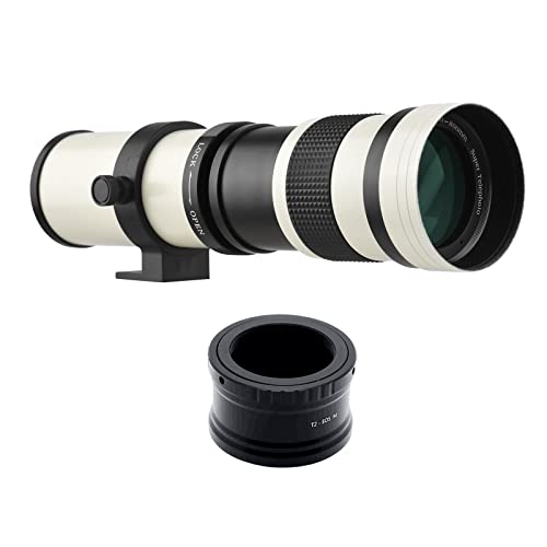 Andoer Lente de zoom MF Super Teleobjetivo F/8.3-16 420-800mm T2 con anillo adaptador de montaje M 1/4 rosca de repuesto para cámaras Canon M M2 M3 M5 M6 Mark II M10 M50 M100 M200, color negro