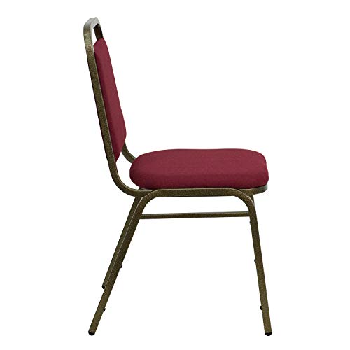Image of Flash Furniture 4 Pack HERCULES Series Trapezoidal Back Stacking Banquet Chair in Burgundy Fabric - Gold Vein Frame