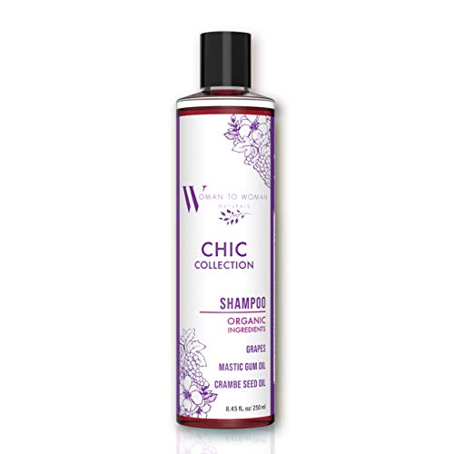 Woman to Woman Naturals Chic Collection Organic Hair Shampoo - Made with Certified NaturalGrape Extract - Paraben and Sulfate Free Shampoo - Suitable for Damaged & Colored Hair - 8.45 fl.oz, 250 ml
