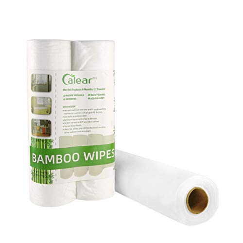 Bamboo Kitchen Towels - Biodegradable Environmental Friendly Machine Washable Reusable Bamboo Towels - One roll replaces 6 months of towels (30 large thick and strong sheets) - 2 Rolls