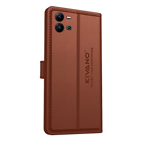 Image of KIVANO Compatible with Vivo V25 5G Flip Cover | Leather Finish | Inside Pockets & Inbuilt Stand | Shockproof Wallet Style Magnetic Closure Back Cover Case
