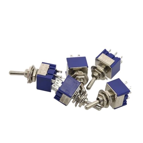 Interruptor de palanca DPDT ON-OFF-ON miniatura de 3 posiciones pack de 5 unidades 6