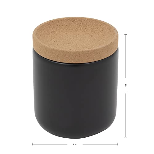 Ceramic And Cork Breathable Garlic Keeper To Allow Air Flow For Freshness, Stackable Space Saving Cork Lid, Natural Cork And Black Ceramic #TOP1
