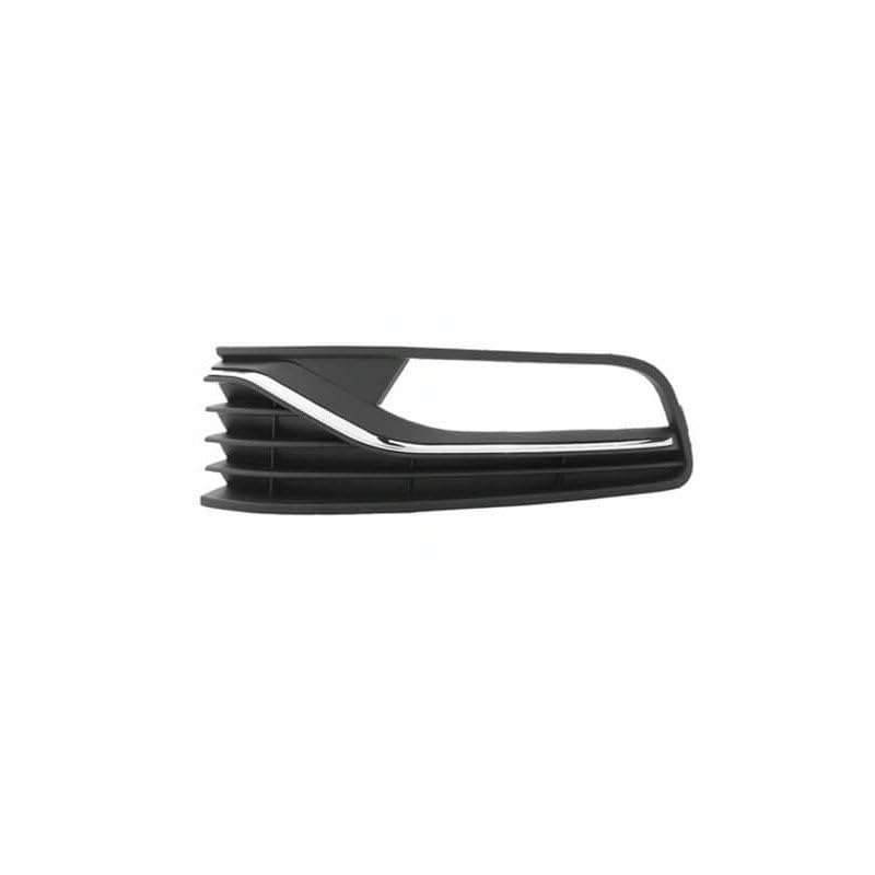 Grille de pare-choc avant gauche noire et chromée avec trou anti-brouillard compatible avec Volkswagen Polo 5 2014-2017