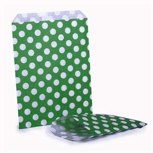 50 Kraft Paper Bags - 5" x 7" (29 Styles), Sweet/Gift/Counter & Food Bags (Green Polka Dot) — image 1