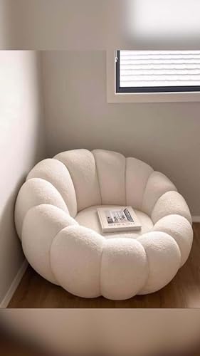 Image of CRAFTCITY Pumpkin Style Wooden Sofa, Contemporary Modern & Cozy Accent Chair for Living Room (Beige, 1 Seater Chair)