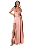 WHFTD Vestido de verano para mujer, vestido de fiesta de satén entrecruzado sin espalda, elegante, ajustado (color: rosa coral, talla: XS)