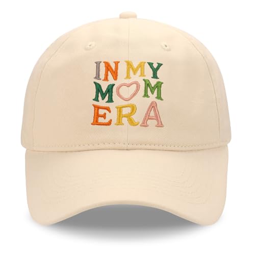 SJUDHHG in My Mom Era Hat Mom Gifts from Daughter Son Embroidery Adjustable Cotton Baseball Cap Mama Hat White