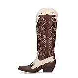 cowboy stiefel weinrot  Sacha Braune Cowboystiefel aus Leder mit wei�er Stickerei Braun
