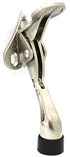 Easy-Step Door Stops Stopper 4.4 inch Height-Adjustable Rubber Heavy Duty One Touch Semi Automatic Kick Down (Satin Nickel)