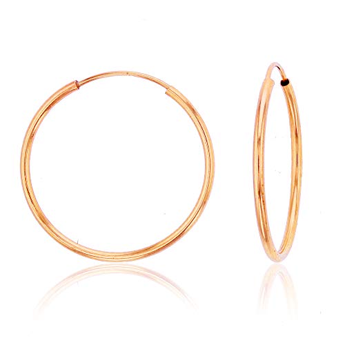 Solid 14K Rose Gold 1mm Tube Cartilage Endless Flex Hoop Earrings | Huggies Hoops for Women | Hypoallergenic | Multi Piercing Cartilage Hoop Earrings | Continuous Round | Size, 10mm