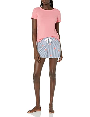 Image of Amazon Essentials Women's Poplin Short and Sleep Tee Pajama Set