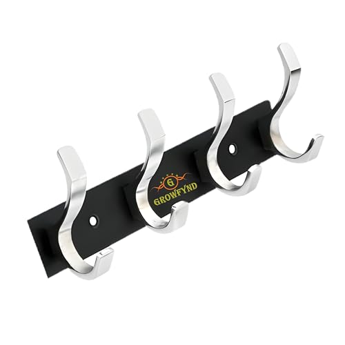 Image of Heavy Duty S Type Stainless Steel Cloth Hanger Suitable for Bathroom Bedroom Kitchen Wall Hook Rail Hanging Scarf Coat Keys Tie Towel Door Robe (Pack of 1, 4 Pin Multi)