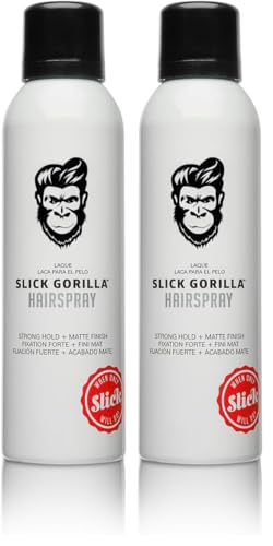 Slick Gorilla Laca Original para Cabello 200 ml, Fijación Fuerte para Hombres y Mujeres, Acabado Mate Invisible, Control Duradero sin Pegajosidad, Producto Profesional de Peinado (Paquete de 2)