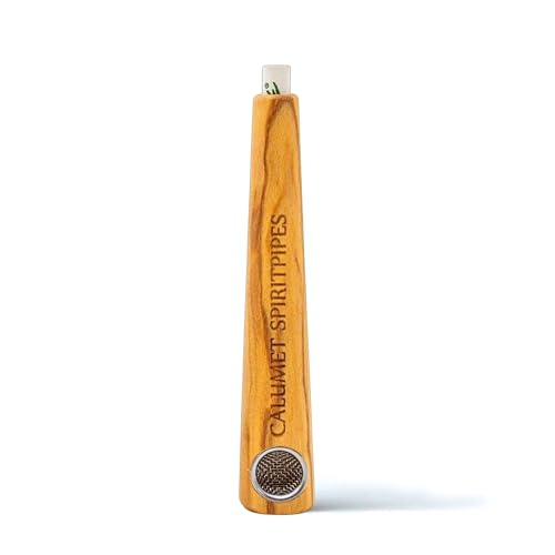 Calumet OnePiece Pipe en bois avec filtre à charbon actif 6 mm - Quatre types de bois - Fabriquée en Allemagne (olive - gravée)