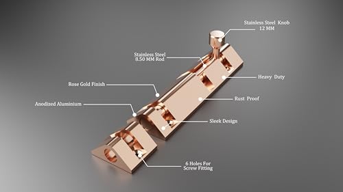 Image of Atlantic Triangle Tower Bolt 4 inch, Tower Bolt for Main Door and Bathroom, Door Latch for Bedroom, Tower Bolt for Home, Offices, Doors, Windows, Easy to Fit, Rose Gold. Finish, (Pack of 4 Pcs)