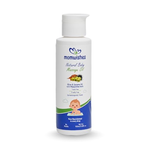 Image of Natural Baby Massage Oil with Olive & Sesame Oil | 100% Natural, Toxin Free, Dermatologically Tested | Powered by 18 Herbs & Oils for Gentle Baby Massage (0+ Months, 100ml)