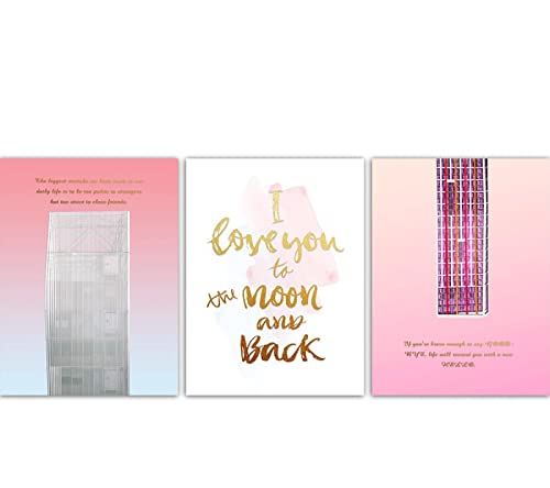 YHKTYV Gouden Tekst En Abstract Schilderen Van Gebouwen Frameloze Drieluik Muursticker Drieluik Wall Art Muurschildering Decoratie Foto Wall Art Pictures Woonkamer Badkamer Kantoor Decoratie