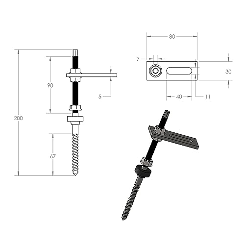 BRESKO Stockschrauben A2 M10 + Adapterplatte und Dichtung Edelstahl Solar PV Höhenverstellbar Photovoltaik Solarmontage Dachhalterung – Bild 3