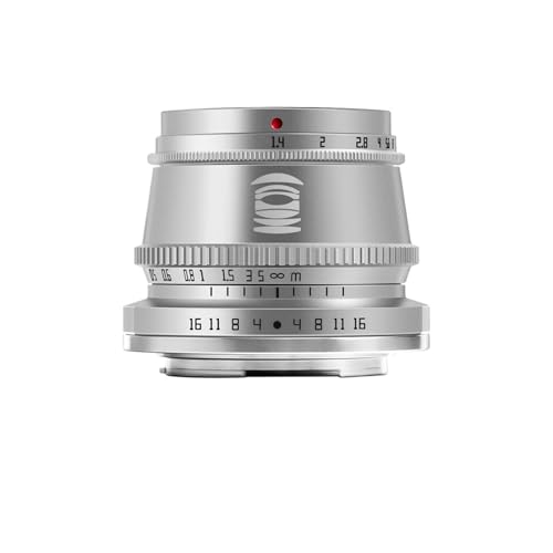 Camera Lens, Lente de Gran Apertura de Enfoque Manual F1.4 APS-C de 35mm, Compatible con Fuji X-T20 Canon M1 Nikon Z30 ZFC Sony A5000 NEX-5R,in Parts(Silver,XF)