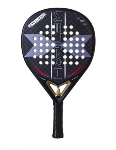 HARLEM PADEL Cyclone 12K Pala de pádel, Adultos Unisex, Negro/Gris/Dorado, Talla Única