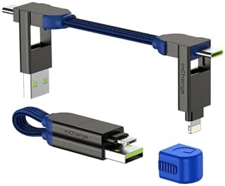 Rolling Square inCharge X - USB C Charger Cable, Lightning Cable for Smartphone, Universal Cable Charger 6 in 1, USB Plug, Blue, 100W