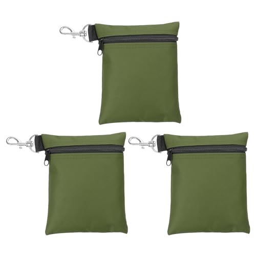 Pochette à té de golf imperméable lot de 3 sacs zippés vert armée avec clip