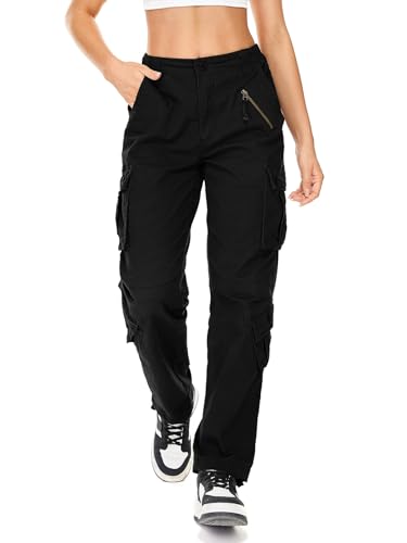 Womens Cargo Army Combat Work Pants with 8 Pockets Casual Cotton Ripstop Construction Pants