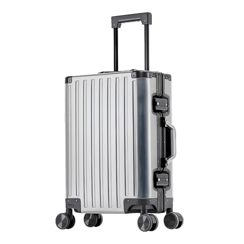 Gets Mala de mão de alumínio aprovada por companhias aéreas, mala rígida leve de 50 x 35 x 20 cm com rodas giratórias, trava TSA, mala sem zíper para viagens de negócios, Cinza, 20 Inch