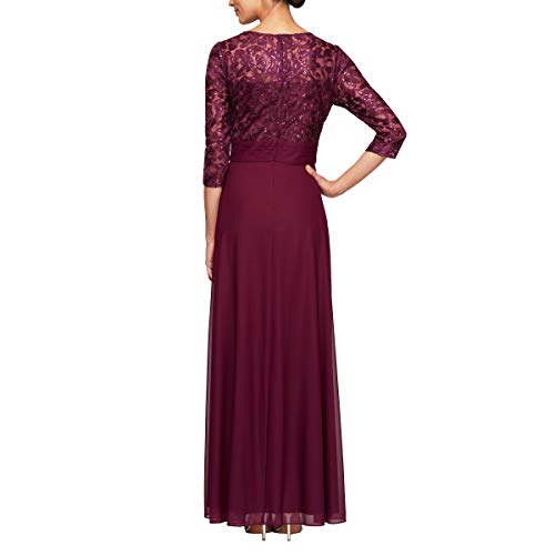 Image of Alex Evenings Womens Long Lace Top Empire Waist Dress